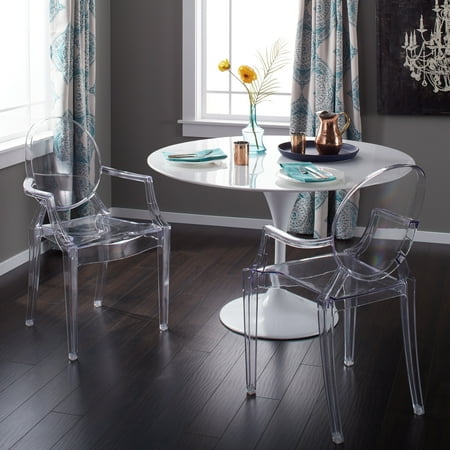Acrylic Modern Chair - Corvus Irene Modern Clear Acrylic Dining Chair with Armrests (Set of 2)