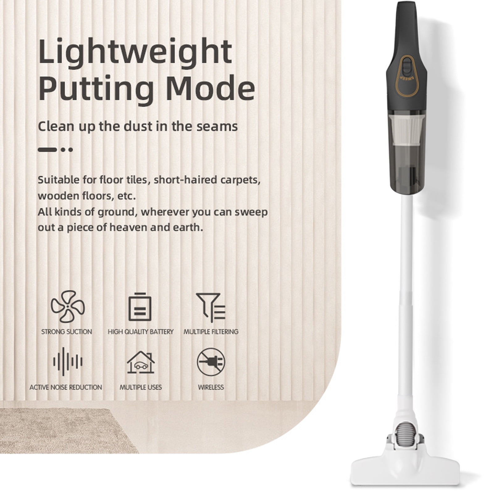 BZPIZ Floor Care Flash Cordless Vacuum Cleaner 60 Mins Runtime Self-Standing Vacuum Cleaners for Home, Stick Vacuum with Charging Dock Station Removable Battery for Hard Floor