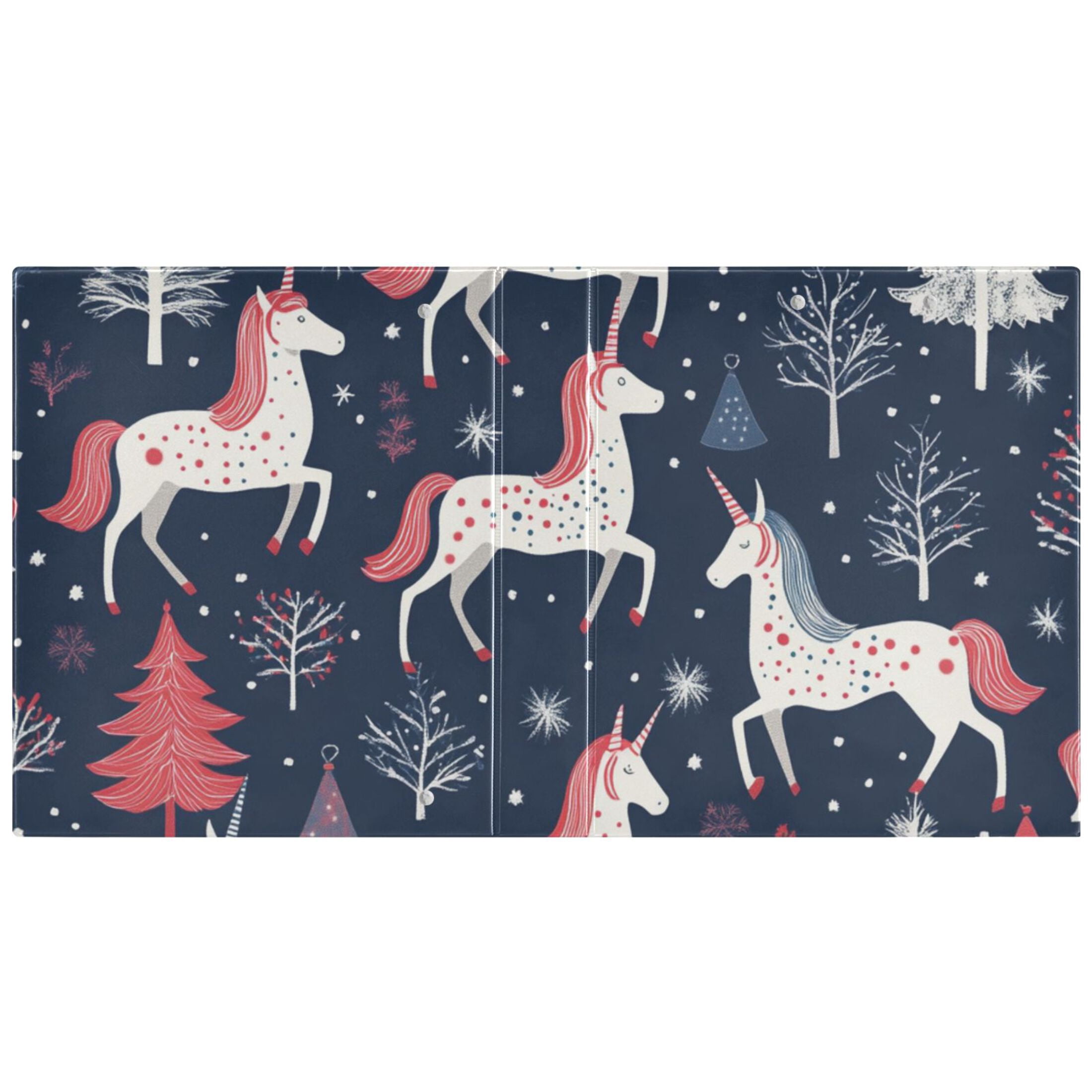 Unicorns and Trees 3 Ring Binders 1.5 inch Hardcover File Folders with Interior Pockets A4 Size Organizer for School Office Hospital