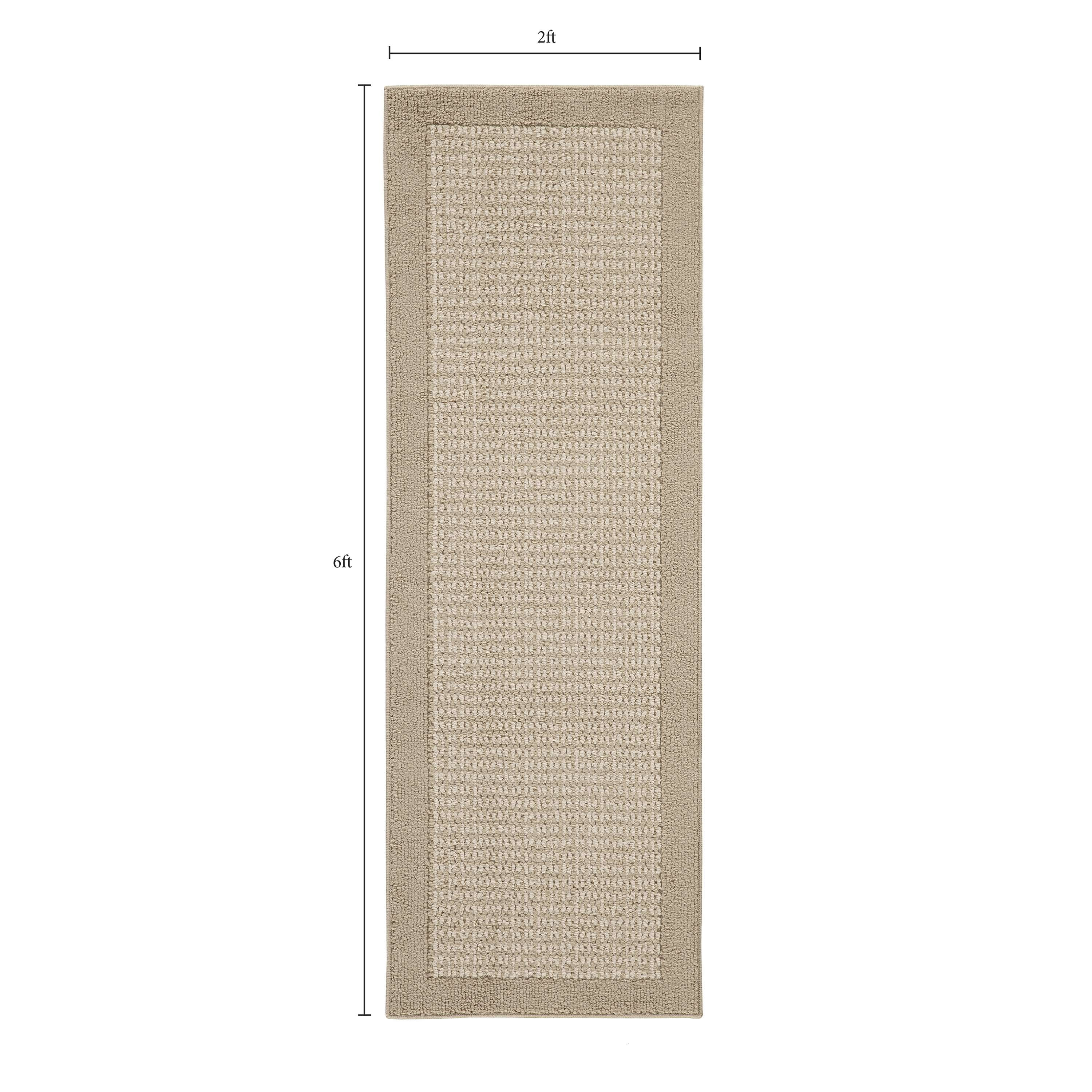 Mainstays Farmhouse Faux Sisal Olefin Beige Border Indoor Hallway Runner Rug, 2'x6'