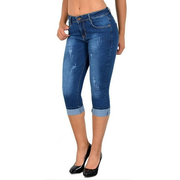 SySea - Simple Blue Denim Pants Skinny Jeans Women Summer Capris ...