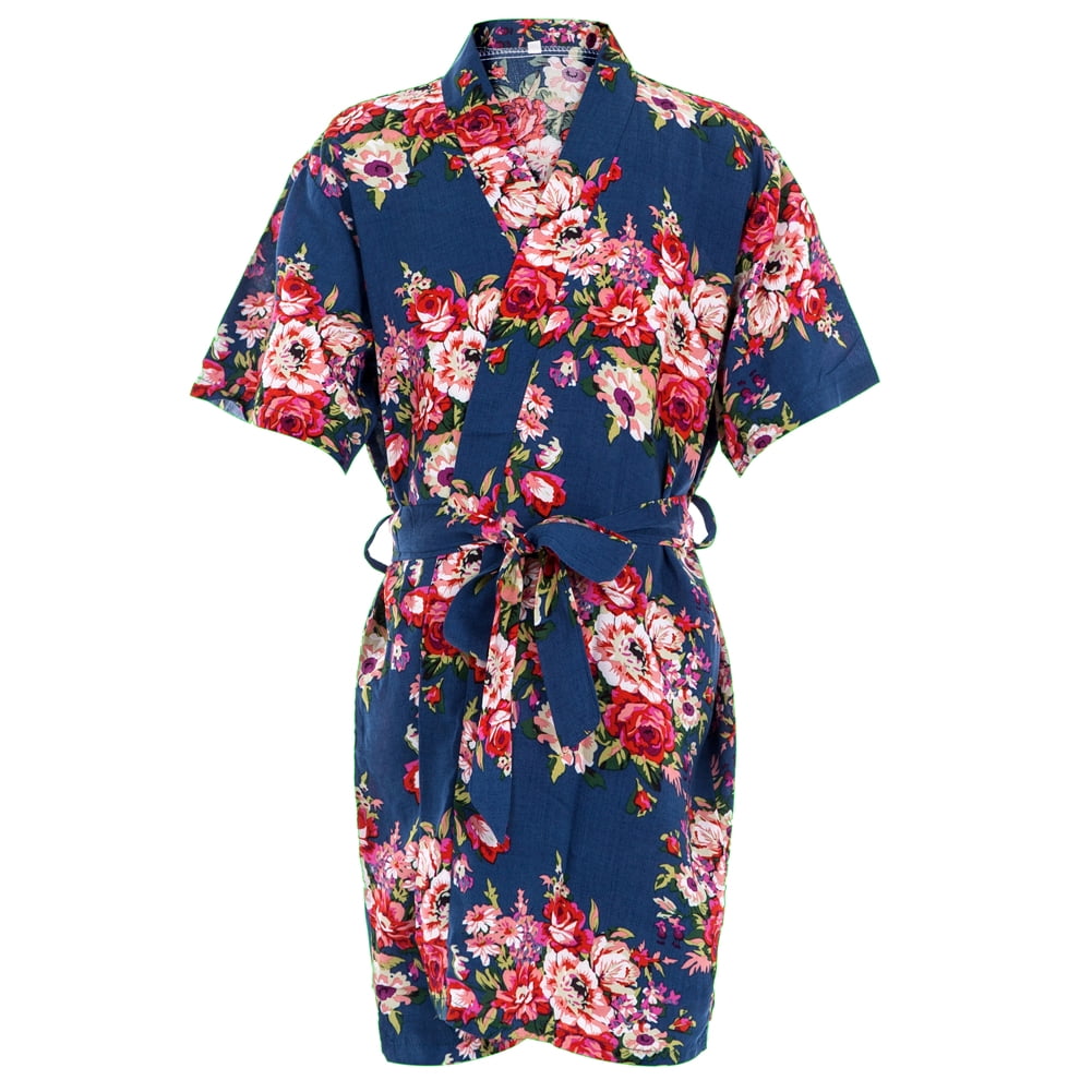 Mr & Mrs Right Kids Spa Party, Flower Girl Cotton Kimono Robe ,Floral