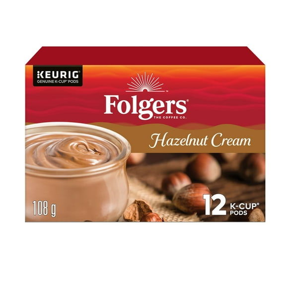 Folgers Hazelnut Cream K-Cup Coffee Pods 12 Count, 12 K-Cup Pods, 108 g