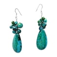 thumbnail image 4 of Blue & Green Teardrops Reconstructed Malachite Statement Dangle Earrings, 4 of 5