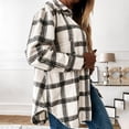 thumbnail image 3 of Mujeres de manga larga abrigo a cuadros solapa botón abajo elegante casual suelta cómoda camisa de abrigo a cuadros, 3 of 6