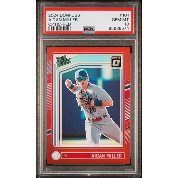 Graded 2024 Panini Donruss Aidan Miller #101 Optic Red #/99 Rookie RC Baseball Card PSA 10 Gem Mint