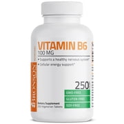 Bronson Vitamin B6 100 mg Premium Vitamin B6 – Promotes Protein Metabolism, Cardiovascular System & Immune Function, 250 Tablets