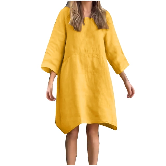 cfhntfmh Robes de Détente pour Femmes Grande Taille à Manches Longues Robe Mini Décontractée d'Automne Surdimensionnée à Col Rond Robe T-Shirts Fluide