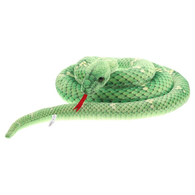 HOOWIFFY Scary Stuffed Snake Plush Toy for Decor in Bright Green Color Great for Parties 14.5 Inches