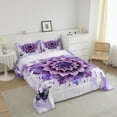 thumbnail image 3 of Chic Floral Queen Comforter Set Women Mandala Flower Bedding Set Queen,Purple Ombre Bedding Comforter Sets Gradient Oil Painting Duvet Set,Vintage Watercolor Quilted Comforter, 3 of 7