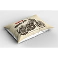 thumbnail image 2 of Motorcycle Pillow Sham Set of 2, Hand Drawn Chopper Style Bike with Sketch Details Free of the Rider, Quality Microfiber Bedding Item for All Seasons, 26" x 20", Beige and Brown, by Ambesonne, 2 of 3