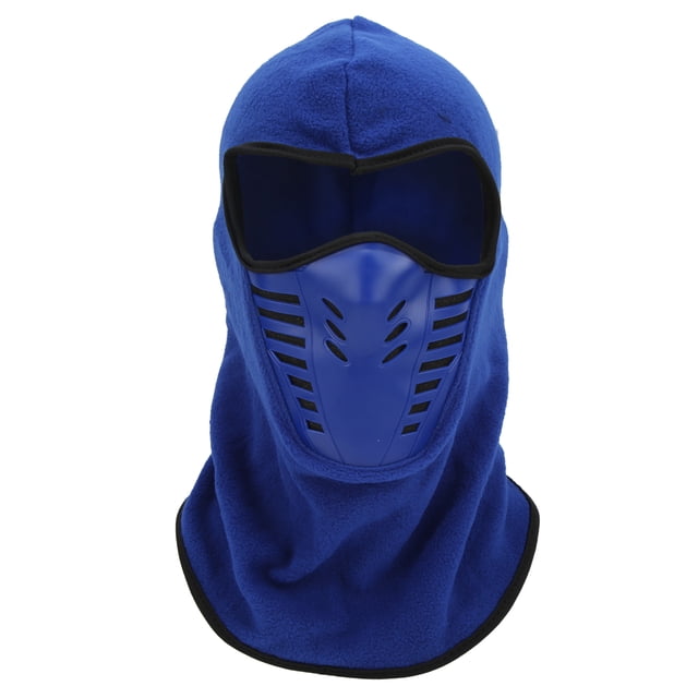 Cubierta de cara completa con panel de silicona de malla transpirable calentador de cuello de lana de invierno para montar a caballo azul