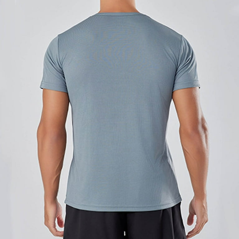 Xysaqa Men's Comfy Stretch Running Shirts Solid Basic Gym Workout