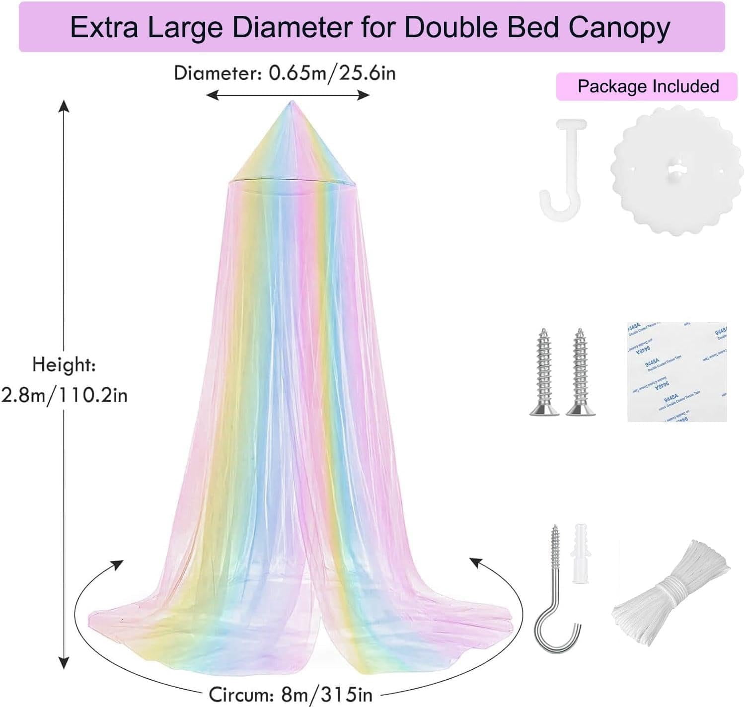 Jozram Bed Canopy with Star Lights, Princess Play Tent for Girls Room, Breathable Canopy Bed Curtain for Children Reading Nook, Machine Washable Canopy,Pink