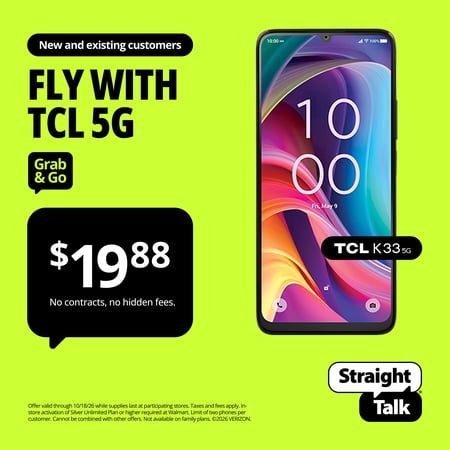 Straight Talk TCL K33, 5G, 64GB, Gray - Prepaid Smartphone [Locked to Straight Talk]
