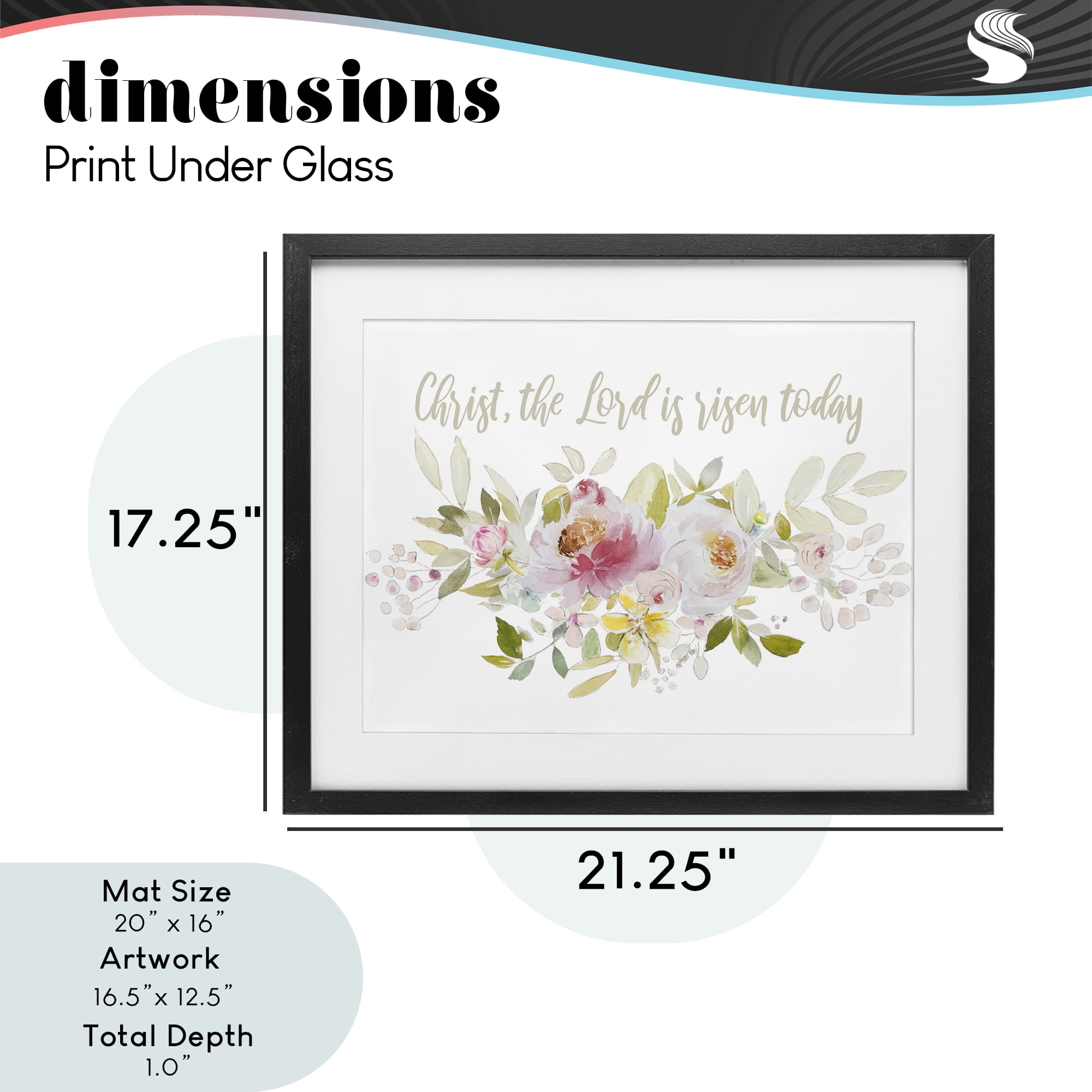 Stupell Industries The Lord Is Risen Florals Black Framed Print Under Glass, design by Patricia Pinto