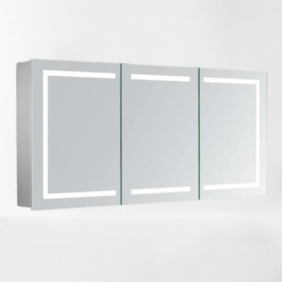 Modern Mirrors Europa III Lighted Bathroom Cabinet Vanity Mirror and Compartment Storage with 4 Adjustable Glass Shelves