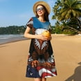 thumbnail image 4 of Lsque Cartoon Bald Eagle USA Print Women's Casual Dress T-Shirt Summer Short Sleeve Scoop Neck Swing Dresses, 4 of 6