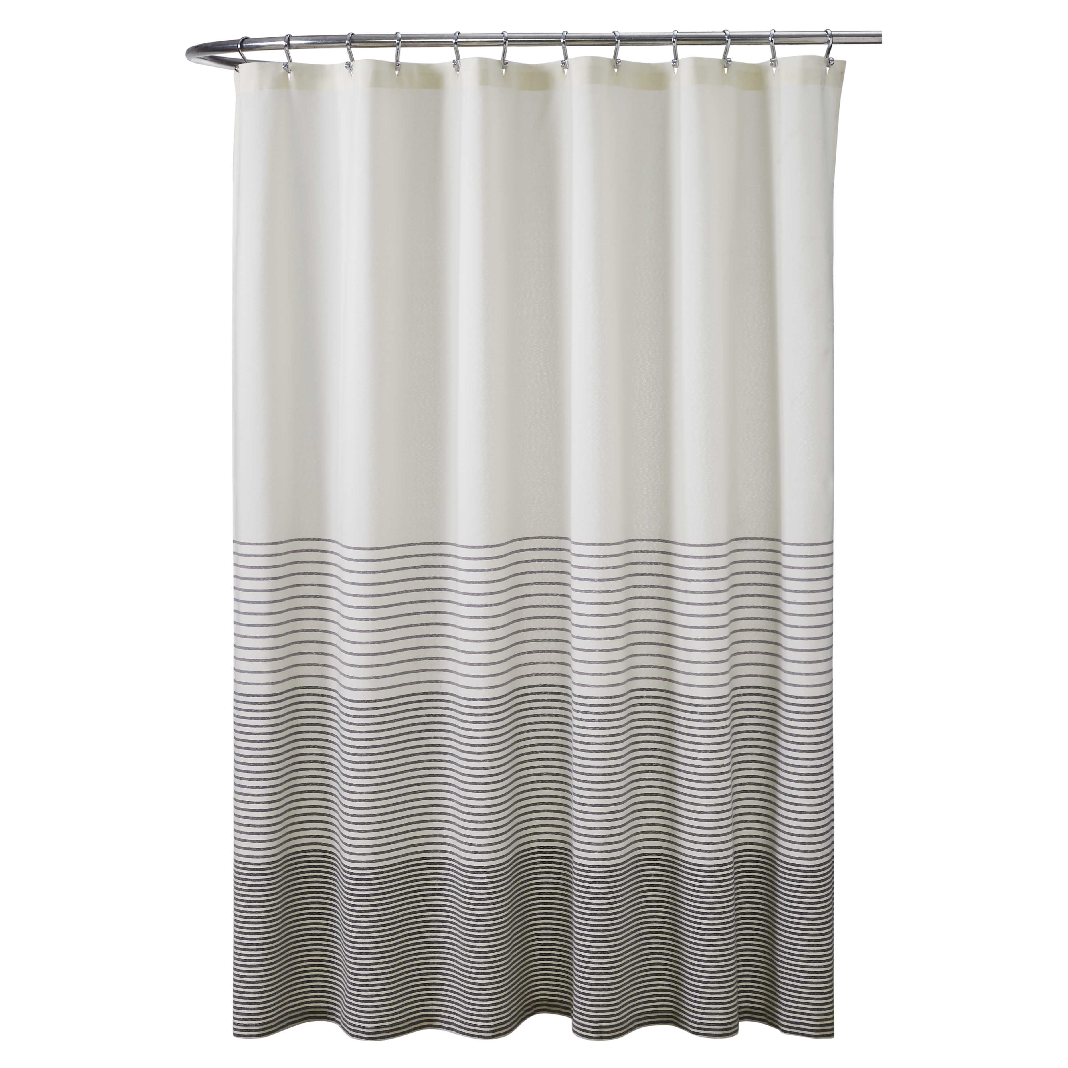 Mainstays Black Yarn Dyed Stripe Shower Curtain, 72" x 72"