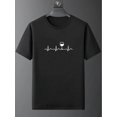 thumbnail image 1 of Men's Casual Short-Sleeve T-Shirt with Unique Letter Print - Crew Neck, Perfect for All Seasons, Creative Pattern, Leisure , Conventional Version, Four Seasons, 1 of 6