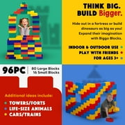 BiggoBlocks Jumbo Cardboard Building Blocks for Kids Ages 3-8, Indoor & Outdoor Play, Large Blocks (96 Pieces)