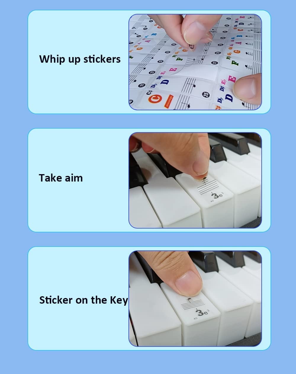 Yosoo Piano Key Stickers For 61-Key Keyboards - Removable Colorful Learning Stickers For Beginners