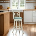 thumbnail image 2 of Linon Sawyer 30" Swivel Bar Stool with Faux Leather Seat in Cream Rubberwood, 2 of 11