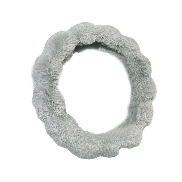 Funda para volante de coche de 38 cm, suave y esponjosa, antideslizante y resistente al desgaste. Gris