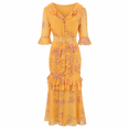 thumbnail image 4 of RDKTPXZ Women's Floral Chiffon Maxi Dress, Ruffle V-Neck, Belted, 4 of 9