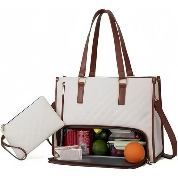 Packum 3-in-1 Tote Bag, Laptop Work Tote with Insulated Lunch Compartment, Waterproof Multifunction Office & Travel Bag