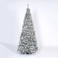 thumbnail image 1 of B 5 Feet Foldable Telescoping Floor Christmas Tree With Flocked Branches For Holiday Decoration, 1 of 2