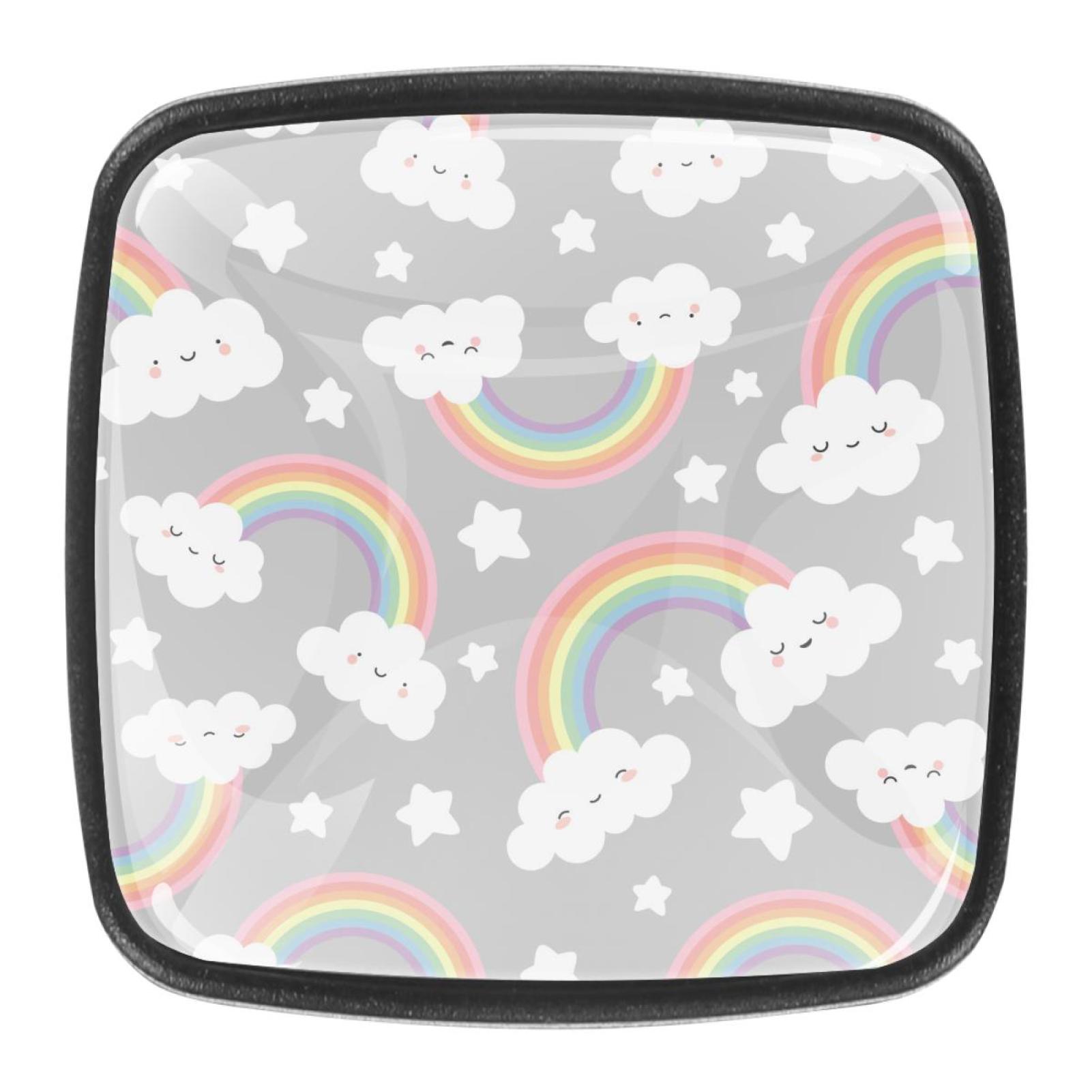 4 Pcs Square Handle Cupboard Knob Drawer Pulls Handle Clouds