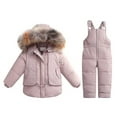 thumbnail image 6 of Usaibhir Kids Winter Hooded Down Jacket & Ski Bib Pants Set Toddler Boys Girls Snowsuit Winter Coat 1-6T, 6 of 8