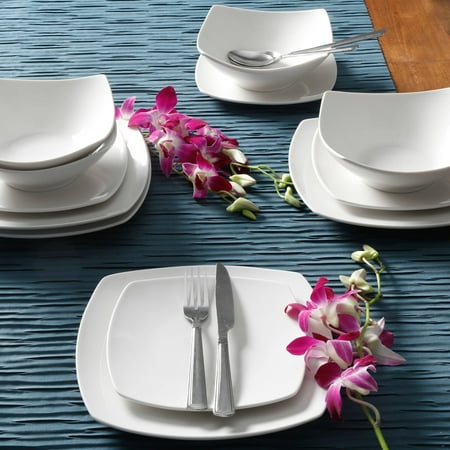 Gibson Home Everyday Square 12-Piece Dinnerware (Best Everyday White Dishes)