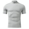 thumbnail image 4 of Men's Summer Mock Turtleneck T Shirt Solid High Collar Short Sleeve Tops Basic Slim Undershirt Tees, 4 of 4
