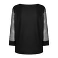 thumbnail image 5 of Turilly Women Print Mesh Long Sleeve V-neck Blouse Pullover Tunic Tops Shirt, 5 of 8