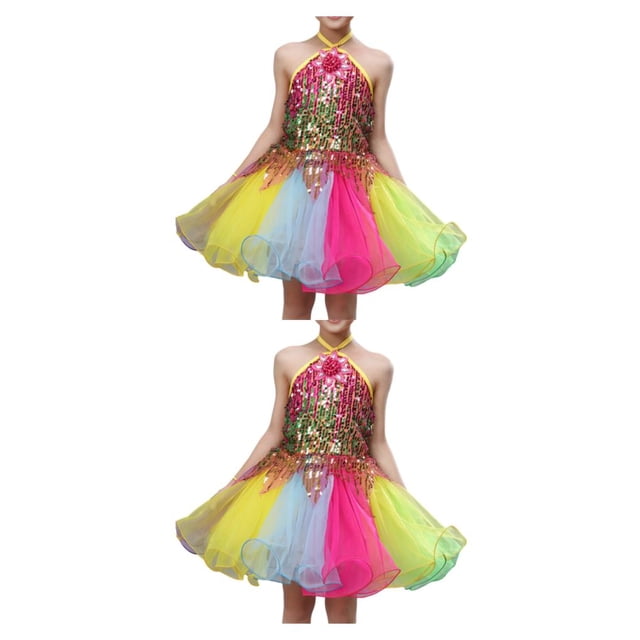 Guardurnaity Vestido de baile de ballet para niñas, disfraces de tutú de tul, ropa de baile, conjunto de para niños para actuación de equipo de Type5 NO5