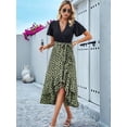 thumbnail image 4 of Women'S 2025 Sleeveless Spring Summer Dresses Casual Boho Crewneck Floral Boho Cocktail Party Dresses Green XL, 4 of 9