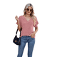 thumbnail image 4 of Camiseta Holgada Informal de Color Liso con Cuello en V para Mujer, Corta, Rosa, Talla S, 4 of 10