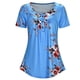thumbnail image 2 of Camiseta estampada Mujer Verano Cuello redondo Blusa de manga corta Top suelto, Azul, M Methold AP001352-22, 2 of 7