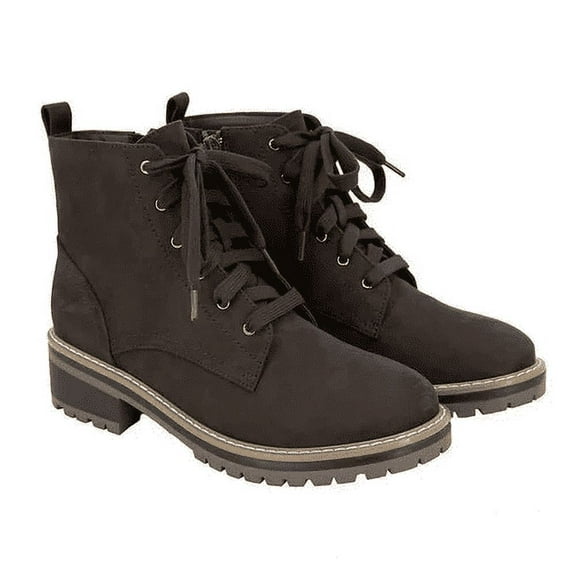 Kensie Women's Kasha All Season Lace Up Boots with Side Zipper Brown Size 10