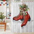 thumbnail image 6 of Christmas Red Ice Shoes Shower Curtains for Bathroom, Berry Pine Needles Ribbon Wood Striped Waterproof Fabric Shower Curtain for Bathroom Bathtub Decoration, Machine Washable, 60"x72", 6 of 9