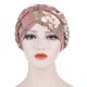 thumbnail image 2 of Pañuelo árabe para la cabeza con estampado de flores, turbante de seda cepillada con estampado floral, gorro con trenza corta para envolver la cabeza, la parte posterior puede ocultar el cabello, de c, 2 of 4