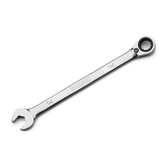 Capri Tools 14 mm 120-Tooth Ultra-Smooth Reversible Ratcheting Combination Wrench, XL Long Series, Metric, 12-Point
