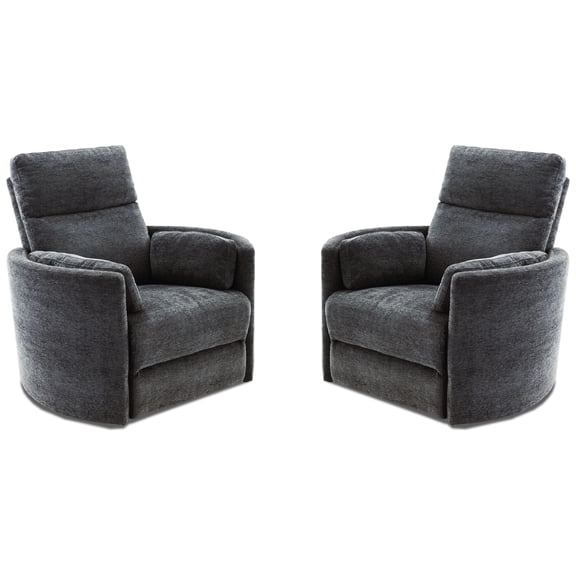 Pemberly Row Modern Charcoal Fabric Power Swivel Glider Recliner (Two Pack)