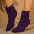 thumbnail image 4 of SACFOF Sexy Slouch Ankle Boots for Women with Fashion Mid Stiletto Heels Pointed Toe Bootie, 4 of 6