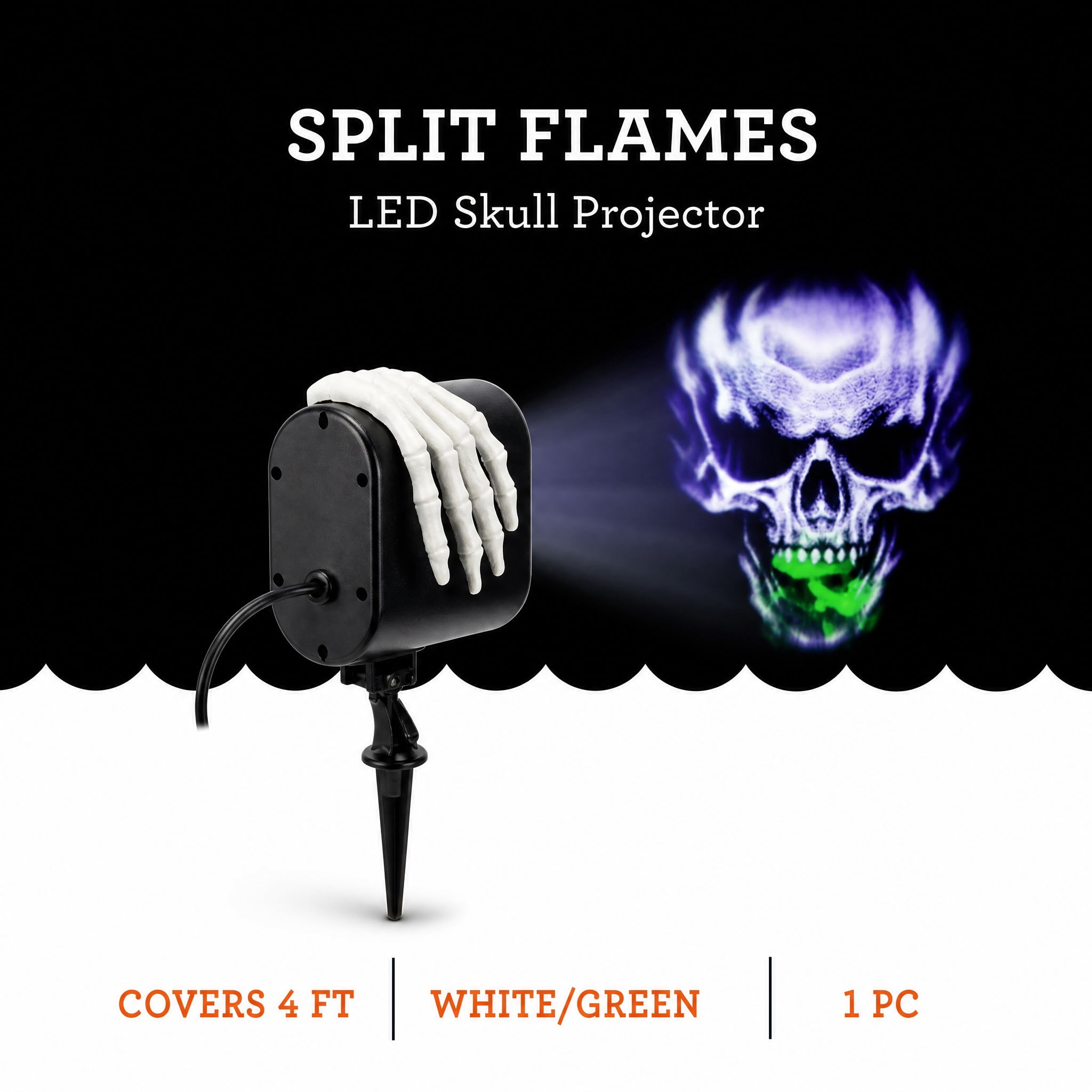Halloween Lightshow Illuminations Plus Split Jaw Flaming Sinister Skull Projector Light Holiday Lighting by Way to Celebrate
