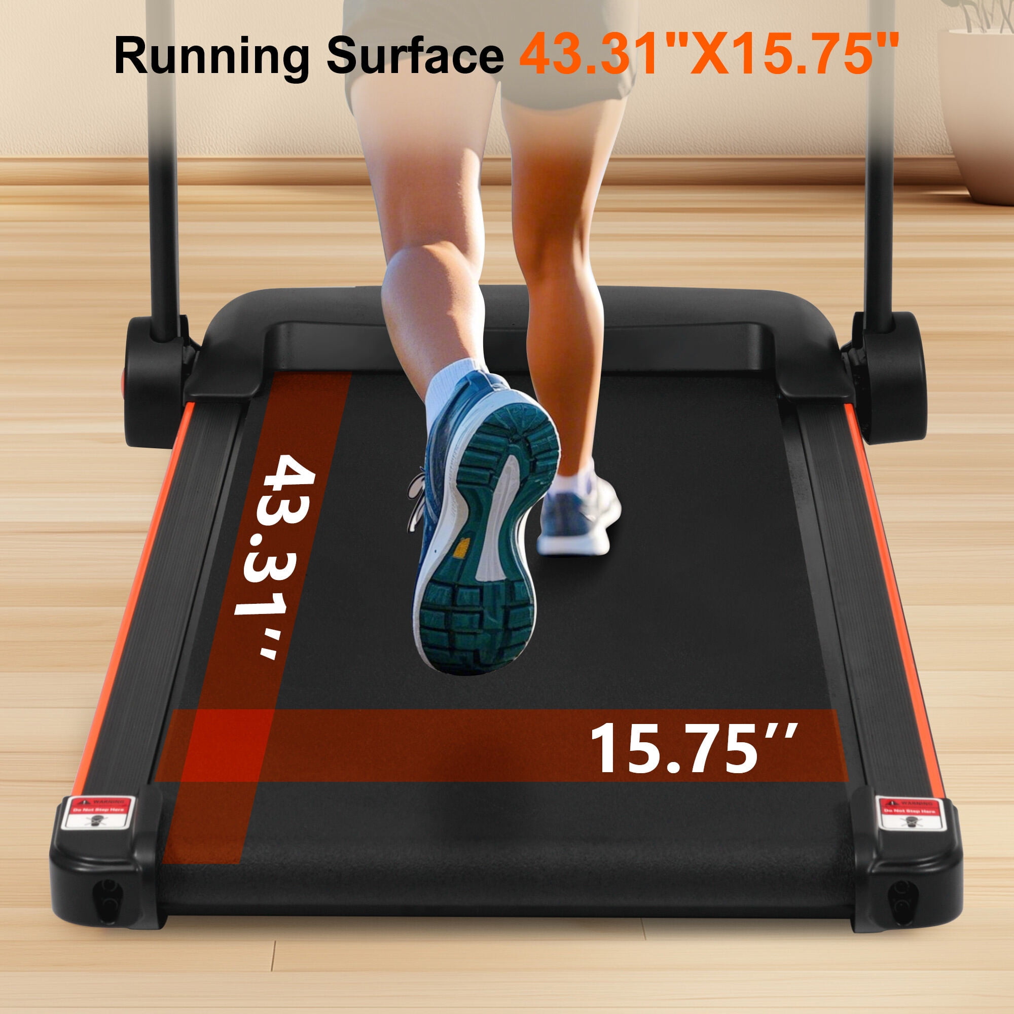 Treadmills for Home, 2.5HP Quiet Folding Treadmill with Heart Rate Sensor, 300lbs Weight Capacity, 7.5MPH, Incline Treadmill With USB Charge Station For Android & Bluetooth Speaker, 6 Shock-Absorbin