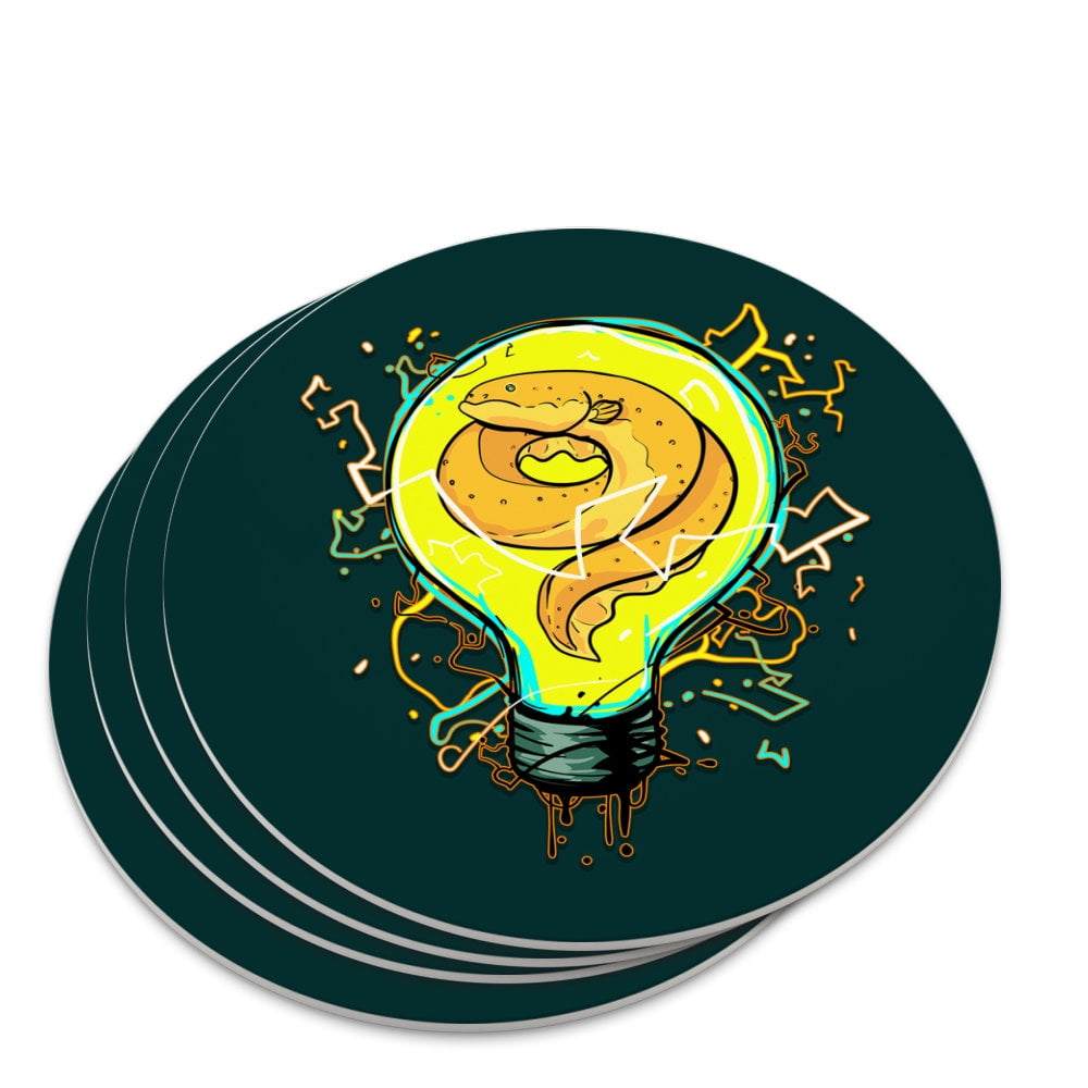 Electric Eel In Light bulb With Electricity Novelty Coaster Set