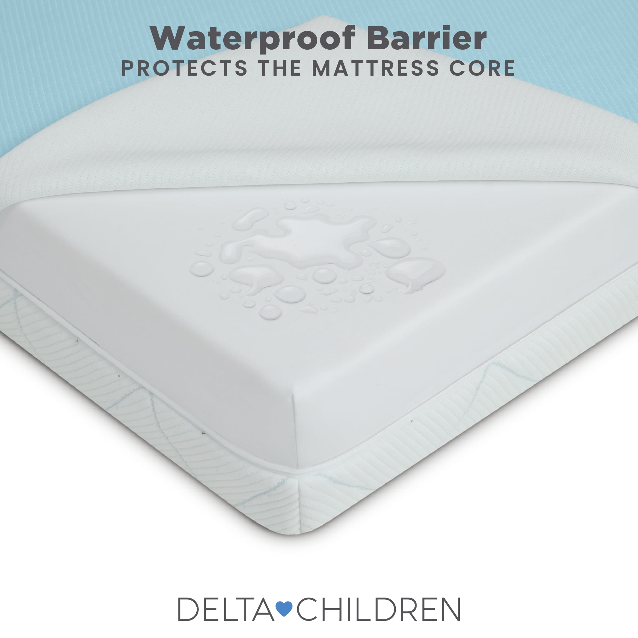 Delta Children Starlit Sky 2-Stage Crib and Toddler Mattress – GREENGUARD Gold Certified, CertiPUR-US Certified Foam, Machine Washable Cover, Waterproof Barrier, Made in USA, Blue